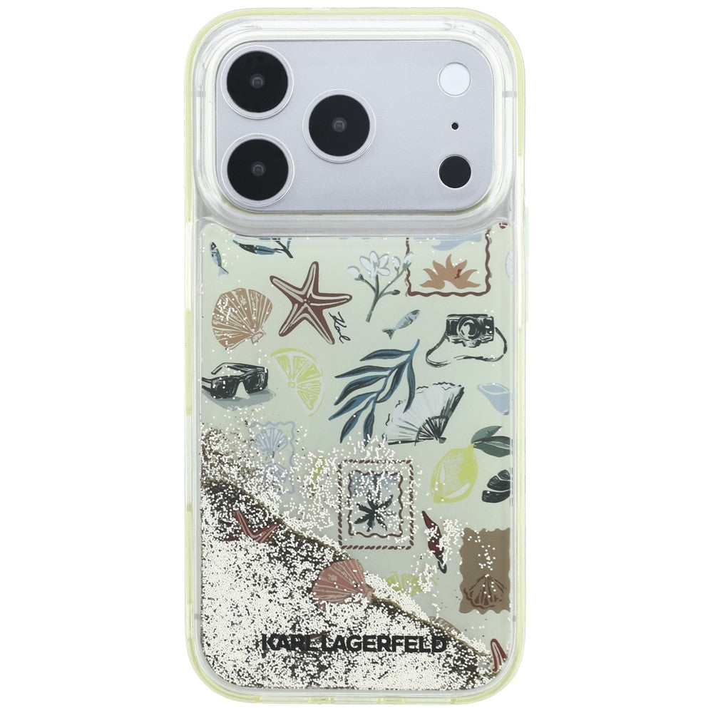 Husa pentru Apple iPhone 18 Pro / 17 Pro, Karl Lagerfeld, Liquid Glitter Beach and Sand, Bej
