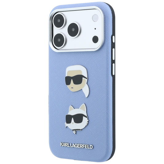 Husa pentru Apple iPhone 18 Pro / 17 Pro, Karl Lagerfeld, Saffiano with Karl & Choupette Head's Pin and Logo, Bleu