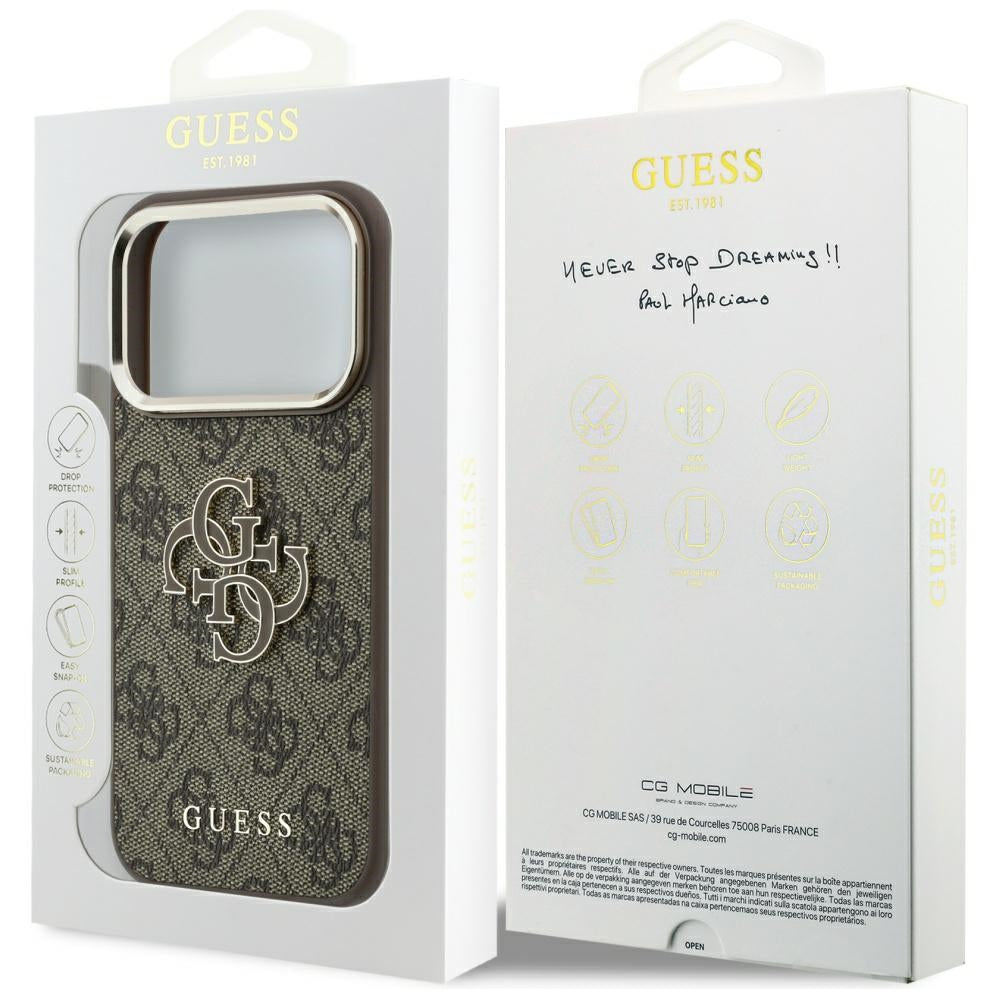 Husa pentru Apple iPhone 18 Pro Max / 17 Pro Max, Guess, 4G Big Resin Logo, Maro