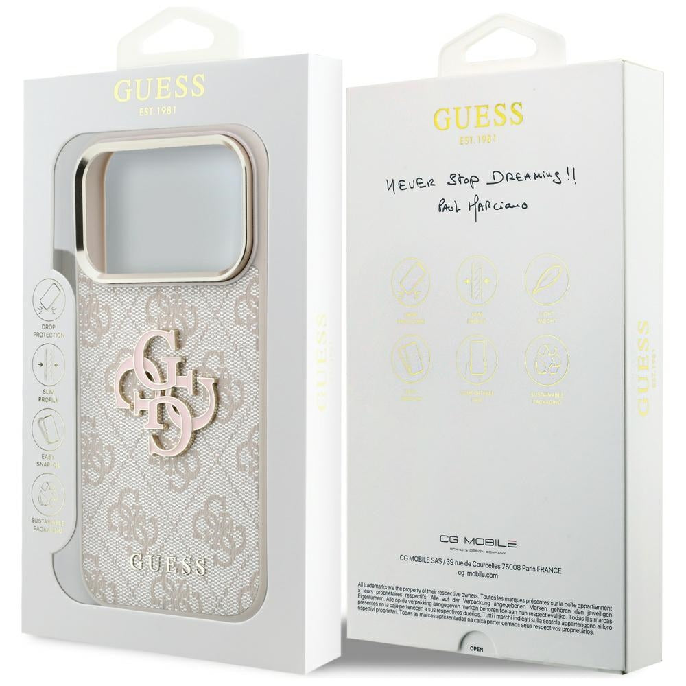 Husa pentru Apple iPhone 18 Pro Max / 17 Pro Max, Guess, 4G Big Resin Logo, Roz