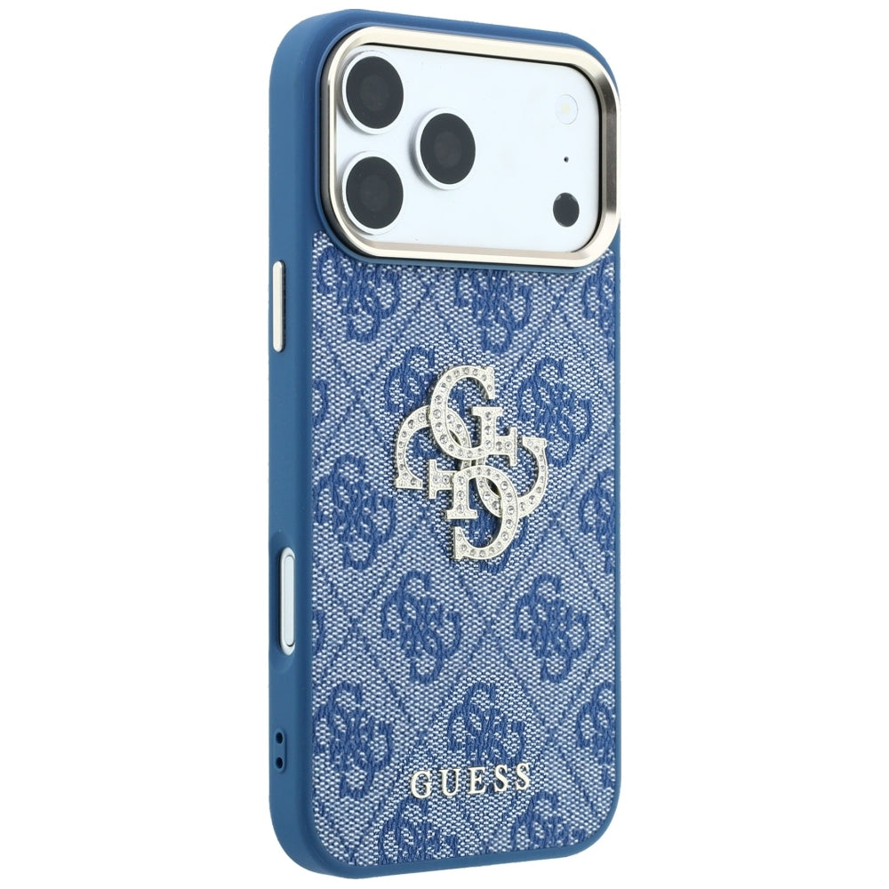 Husa pentru Apple iPhone 18 Pro Max / 17 Pro Max, Guess, 4G Big Strass Logo, Albastra