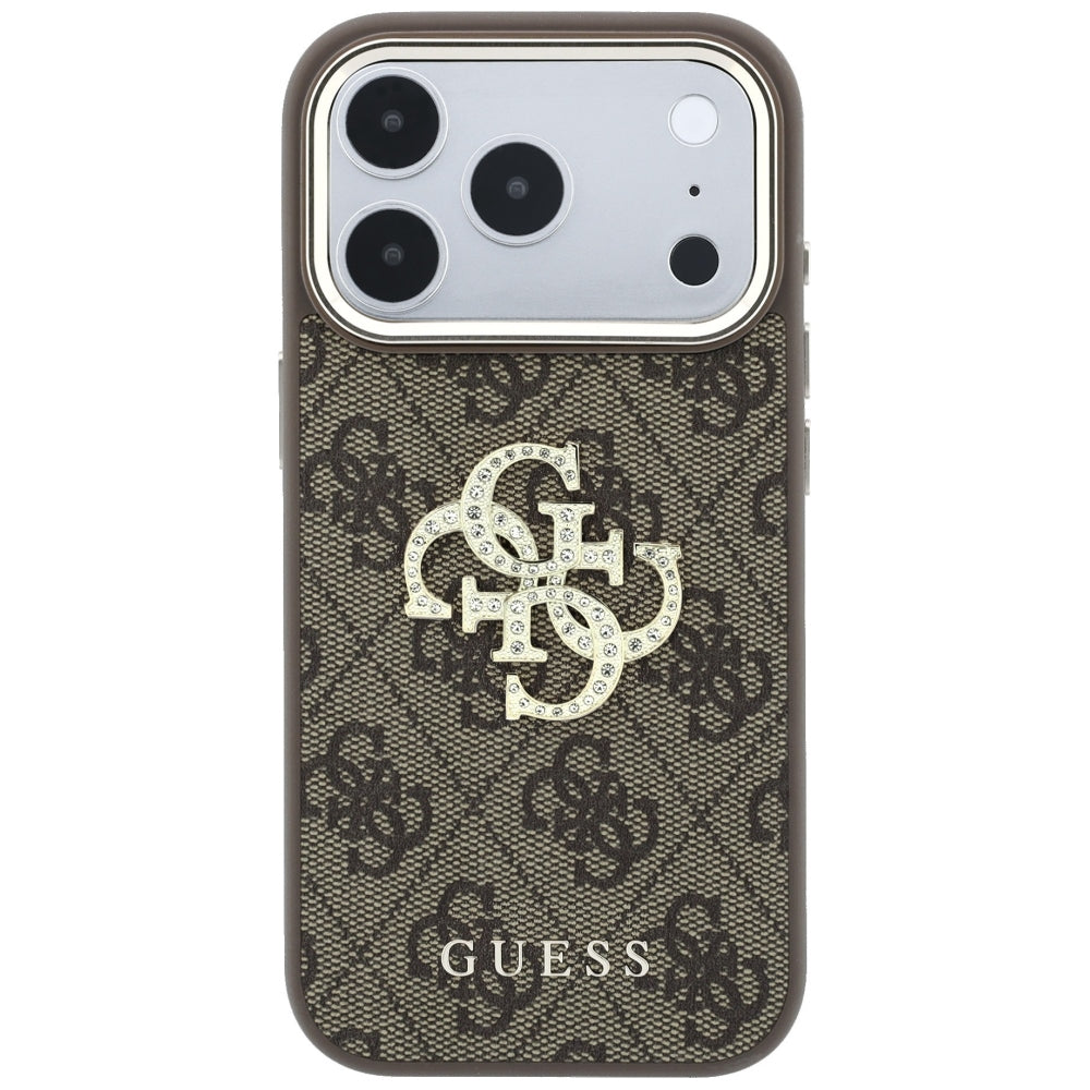 Husa pentru Apple iPhone 18 Pro Max / 17 Pro Max, Guess, 4G Big Strass Logo, Maro