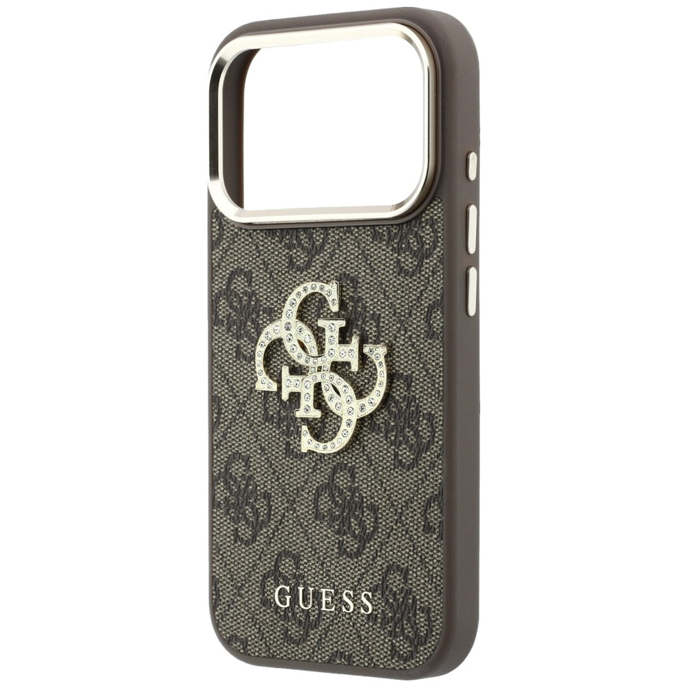 Husa pentru Apple iPhone 18 Pro Max / 17 Pro Max, Guess, 4G Big Strass Logo, Maro