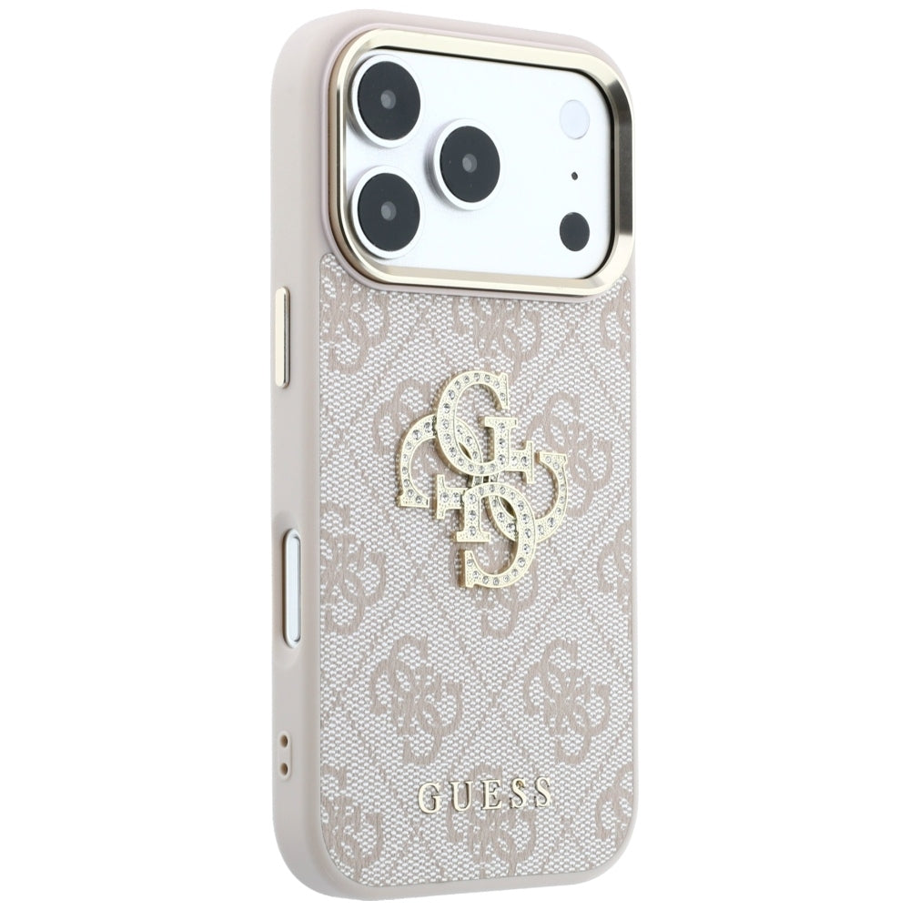 Husa pentru Apple iPhone 18 Pro Max / 17 Pro Max, Guess, 4G Big Strass Logo, Roz