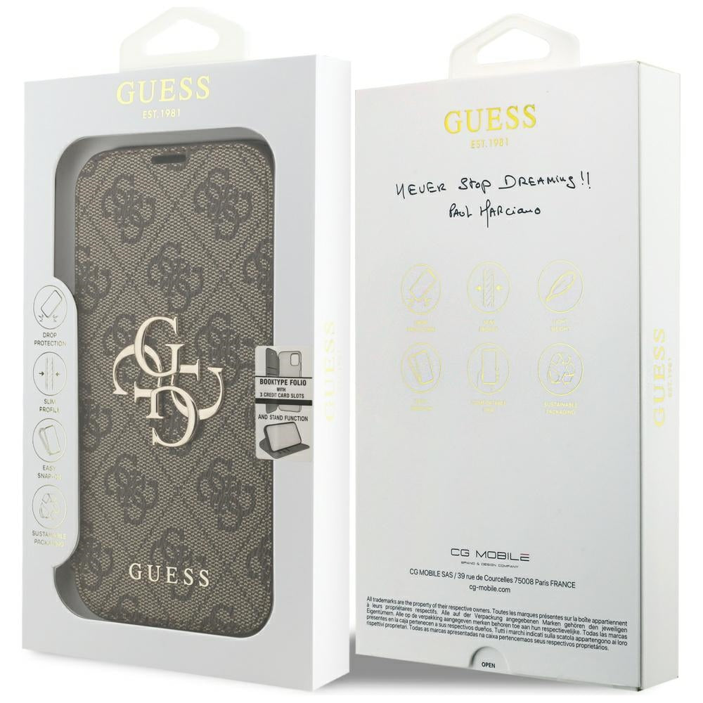 Husa pentru Apple iPhone 18 Pro Max / 17 Pro Max, Guess, 4G Metal Logo, Maro
