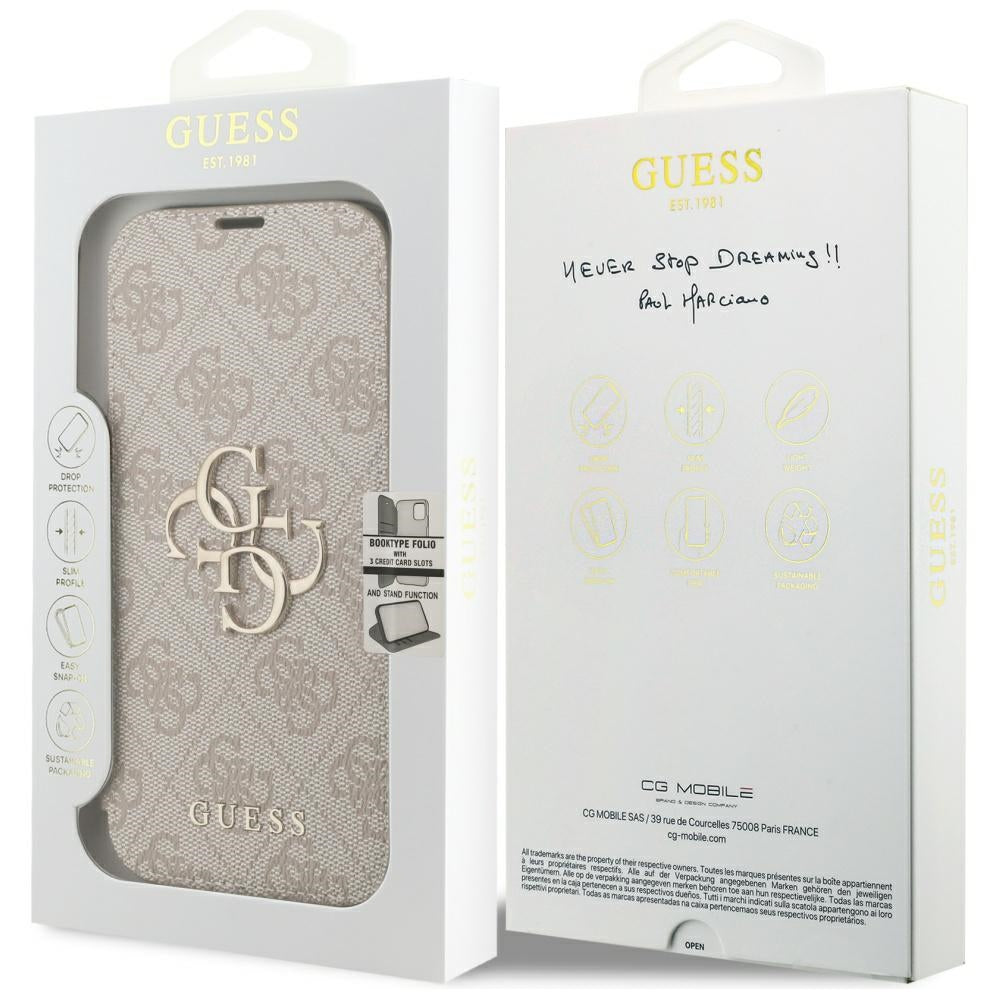 Husa pentru Apple iPhone 18 Pro Max / 17 Pro Max, Guess, 4G Metal Logo, Roz