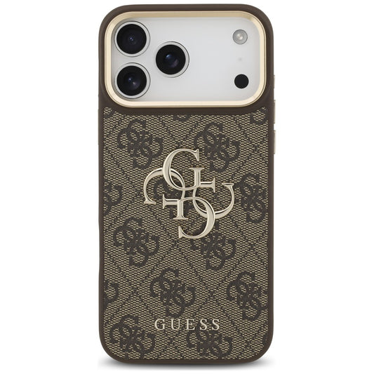 Husa pentru Apple iPhone 18 Pro Max / 17 Pro Max, Guess, Big 4G Classic Logo & Big Strap Metal Buttons, Maro