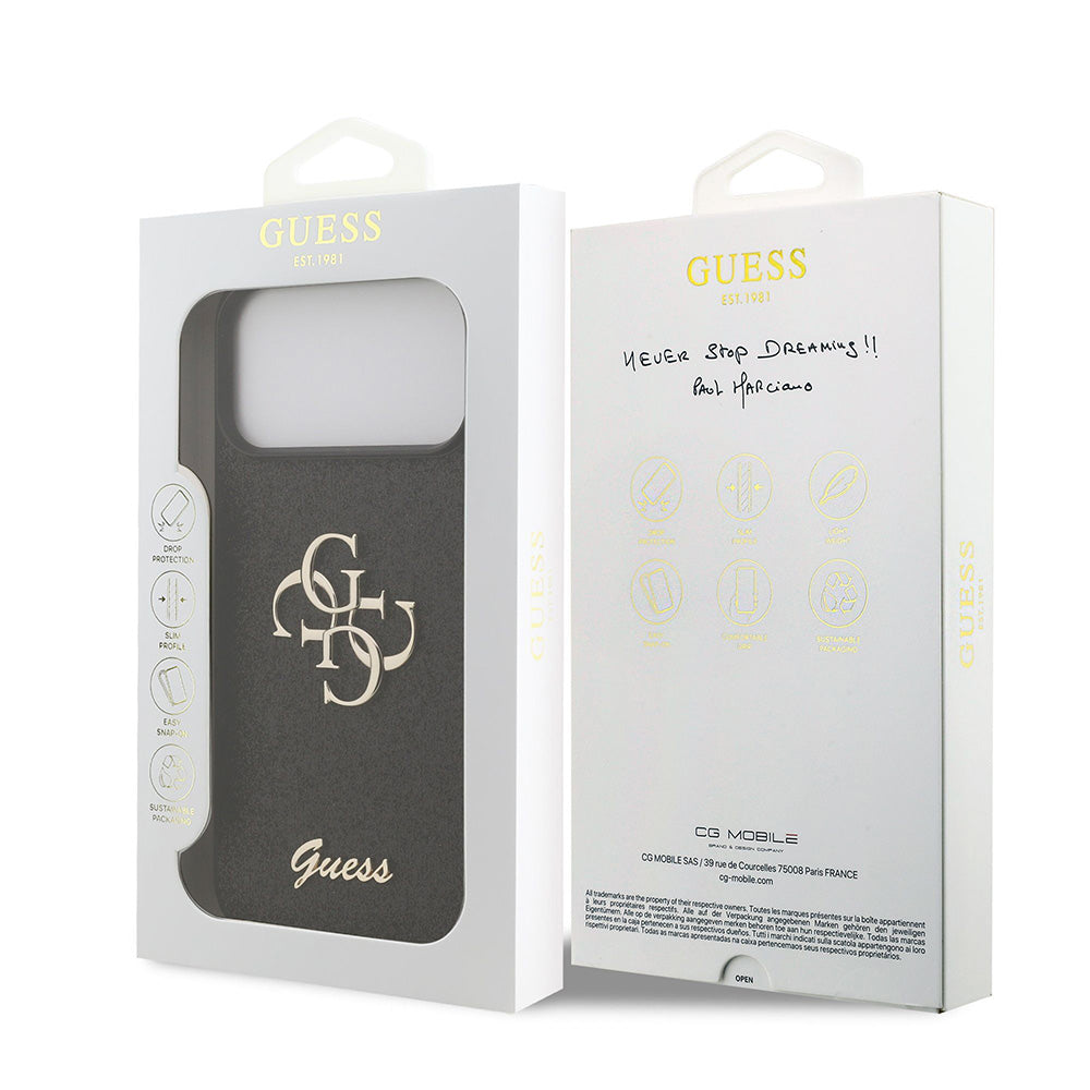 Husa pentru Apple iPhone 18 Pro Max / 17 Pro Max, Guess, Fixed Glitter Big 4G, Neagra