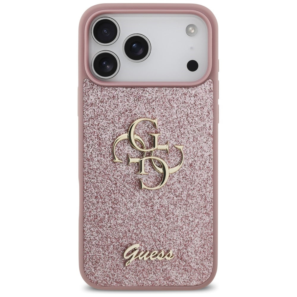 Husa pentru Apple iPhone 18 Pro Max / 17 Pro Max, Guess, Fixed Glitter Big 4G, Roz