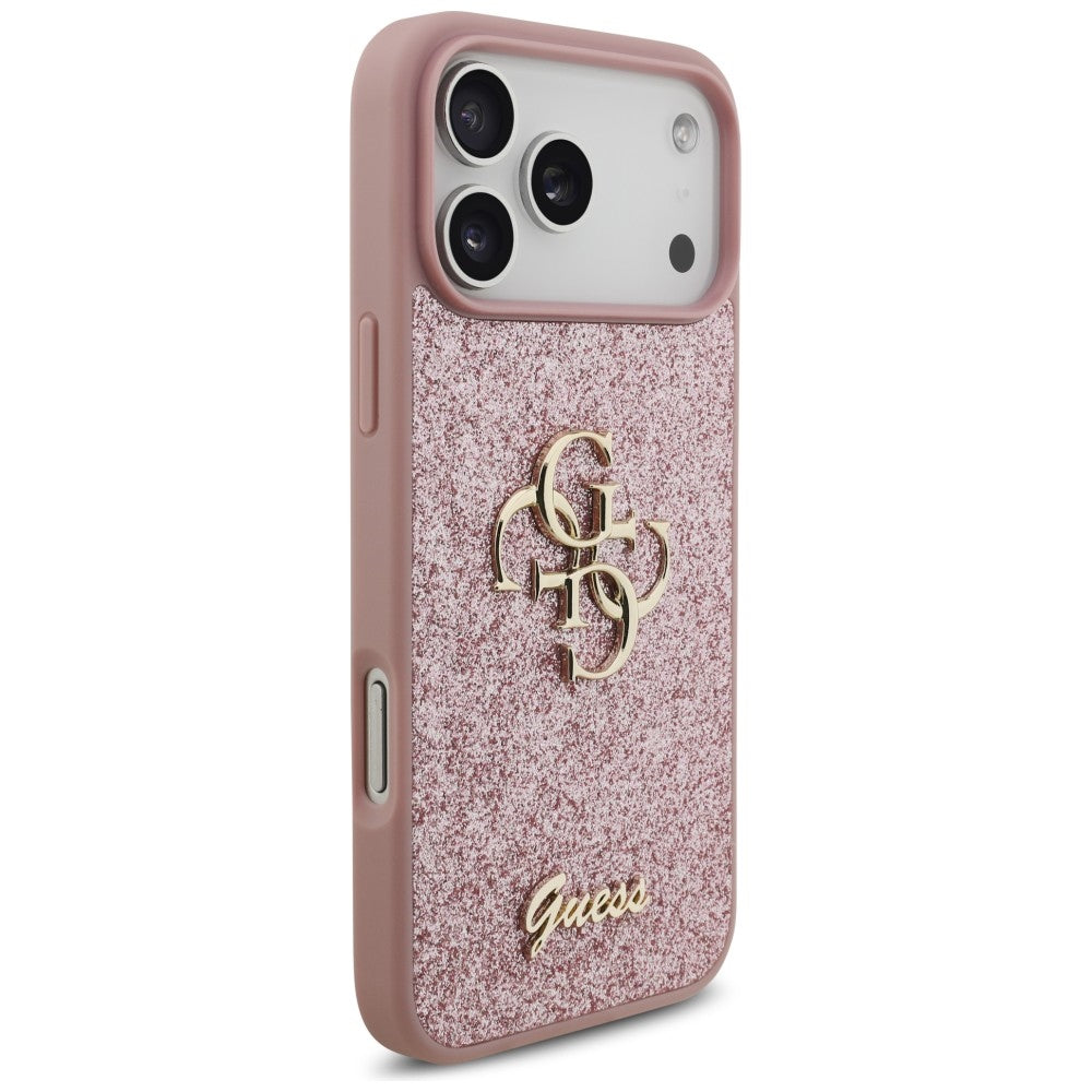 Husa pentru Apple iPhone 18 Pro Max / 17 Pro Max, Guess, Fixed Glitter Big 4G, Roz