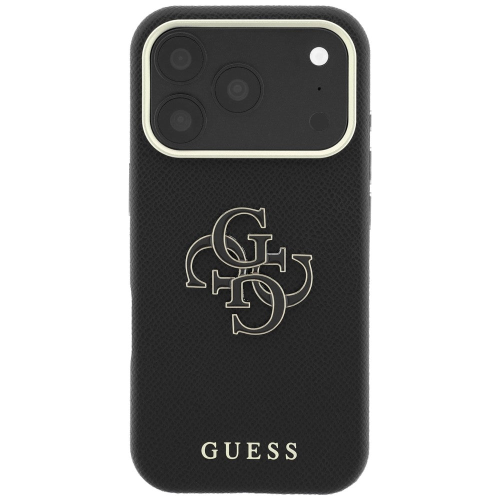 Husa pentru Apple iPhone 18 Pro Max / 17 Pro Max, Guess, Grained Big Resin Logo, Neagra