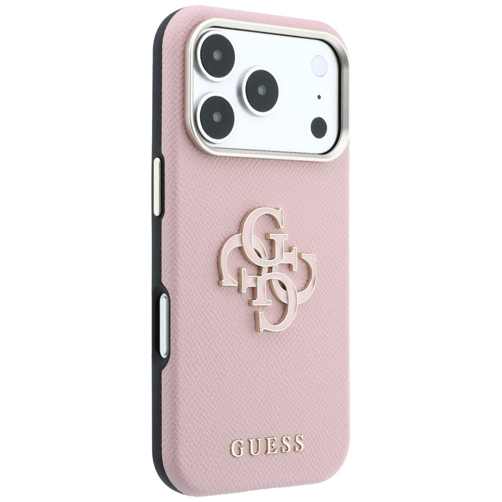 Husa pentru Apple iPhone 18 Pro Max / 17 Pro Max, Guess, Grained Big Resin Logo, Roz