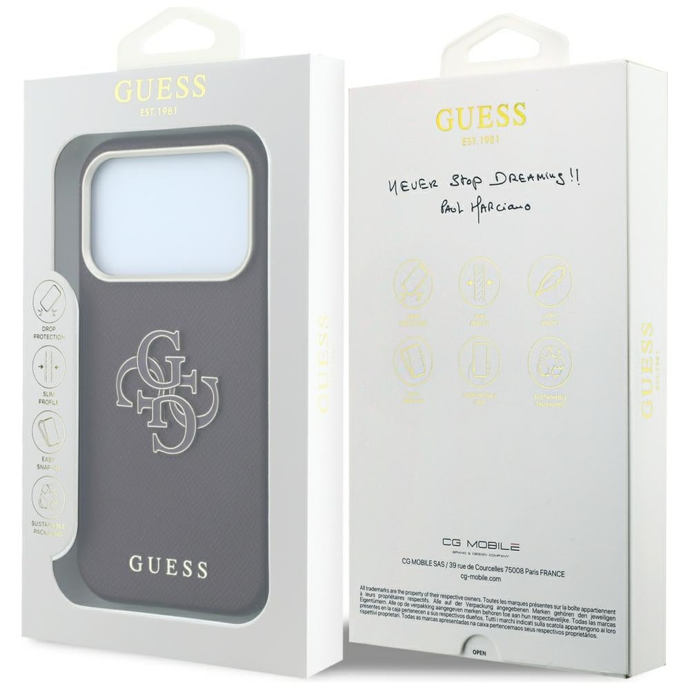 Husa pentru Apple iPhone 18 Pro Max / 17 Pro Max, Guess, Grained Big Resin Logo, Visinie