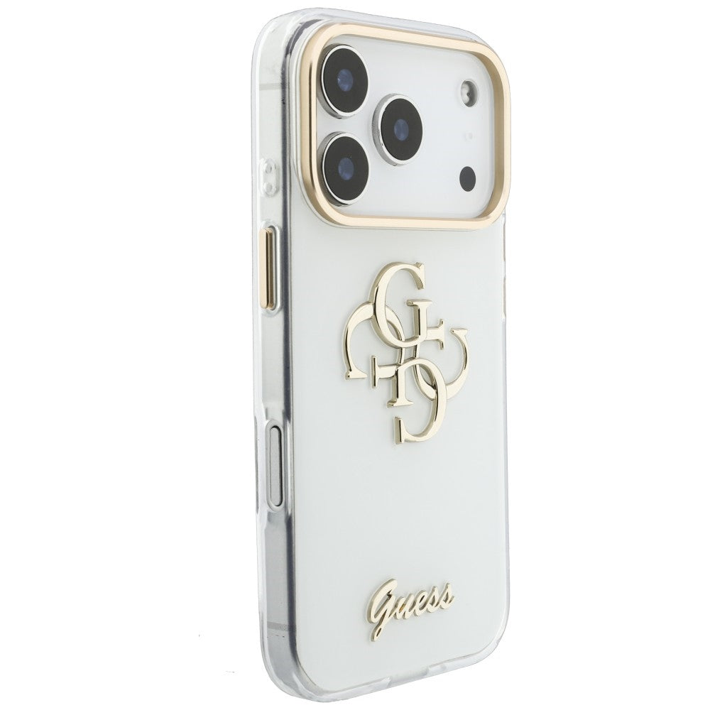 Husa pentru Apple iPhone 18 Pro Max / 17 Pro Max, Guess, IML 4G Metal Script, Alba