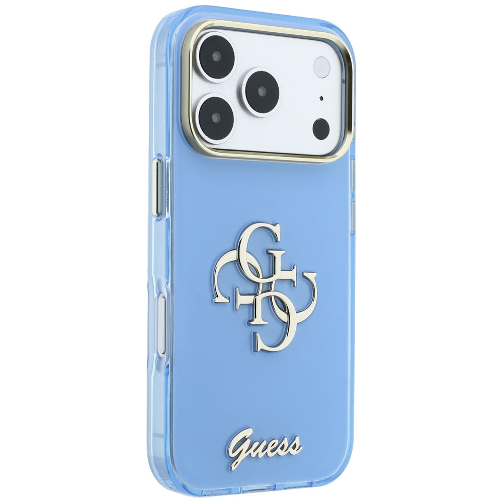 Husa pentru Apple iPhone 18 Pro Max / 17 Pro Max, Guess, IML 4G Metal Script, Bleu