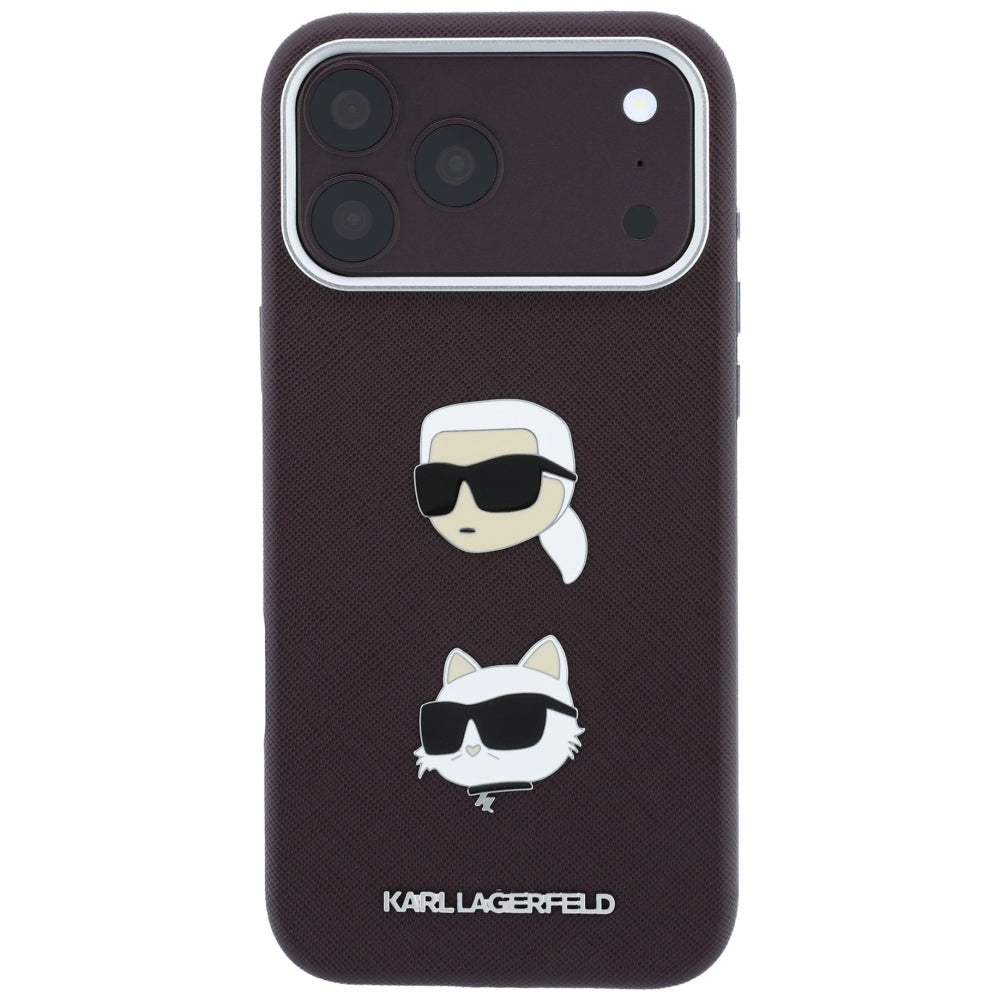 Husa pentru Apple iPhone 18 Pro Max / 17 Pro Max, Karl Lagerfeld, Saffiano with Karl & Choupette Head's Pin and Logo, Visinie