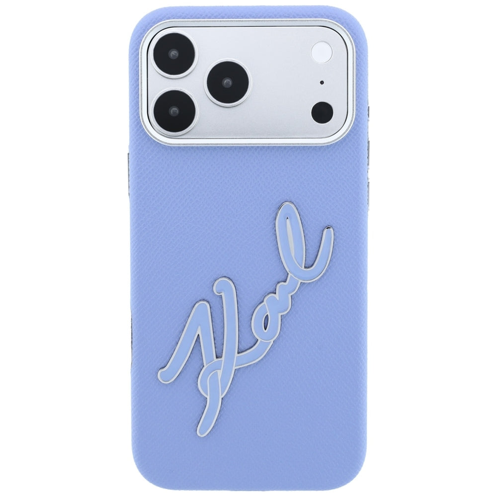 Husa pentru Apple iPhone 18 Pro Max / 17 Pro Max, Karl Lagerfeld, Smooth Big Resin Signature Logo, Bleu