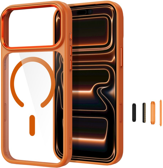 Husa pentru Apple iPhone 18 Pro / 17 Pro, Tech-Protect, Magmat CC, Portocalie Transparenta