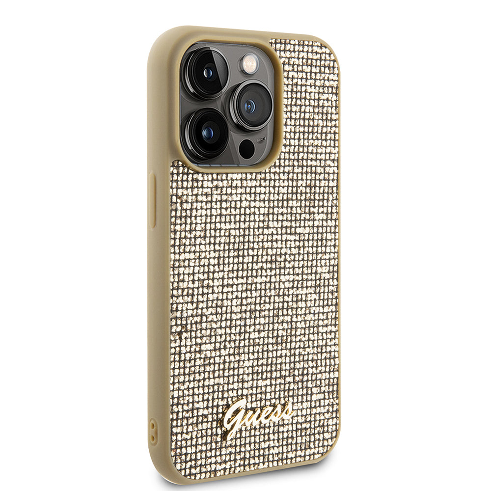 Husa pentru Apple iPhone 15 Pro, Guess, PU Square Mirror Script Logo, Aurie GUHCP15LPMSDGSD