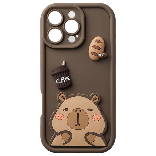 Husa pentru Apple iPhone 16 Pro Max, OEM, Ultra Trendy 3D Capybara, Maro