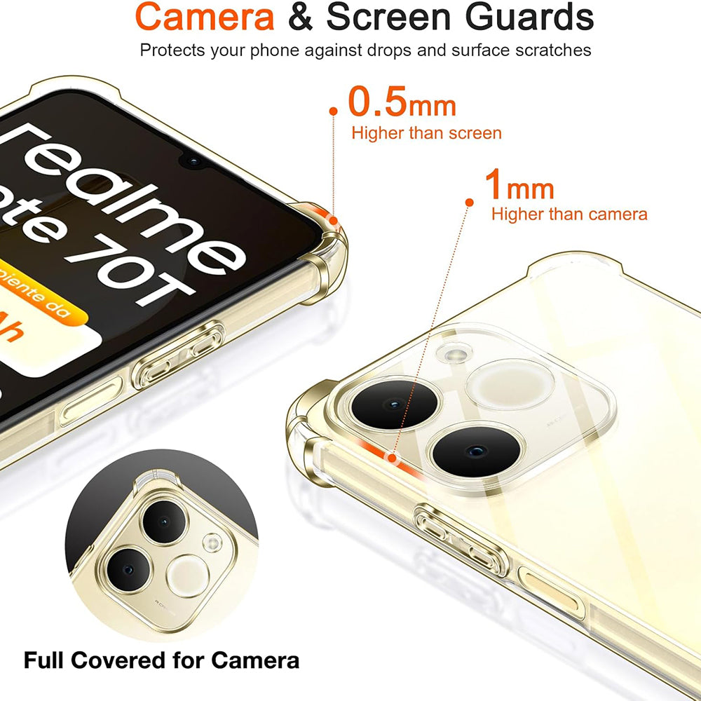 Husa pentru Realme Note 70T, Techsuit, Shockproof Clear, Transparenta