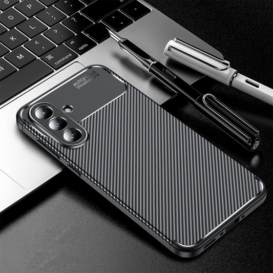 Husa pentru Samsung Galaxy A56 A566, Techsuit, CarbonFiber, Neagra