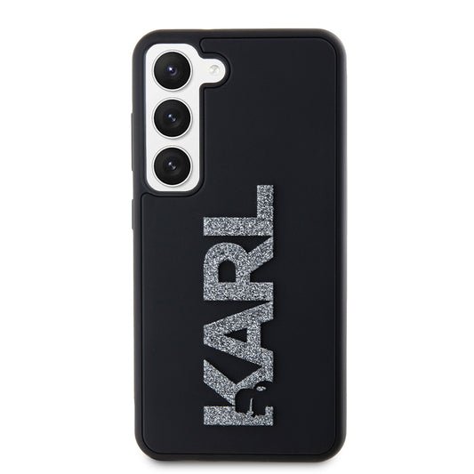 Husa pentru Samsung Galaxy S23 S911, Karl Lagerfeld, 3D Rubber Glitter Logo, Neagra