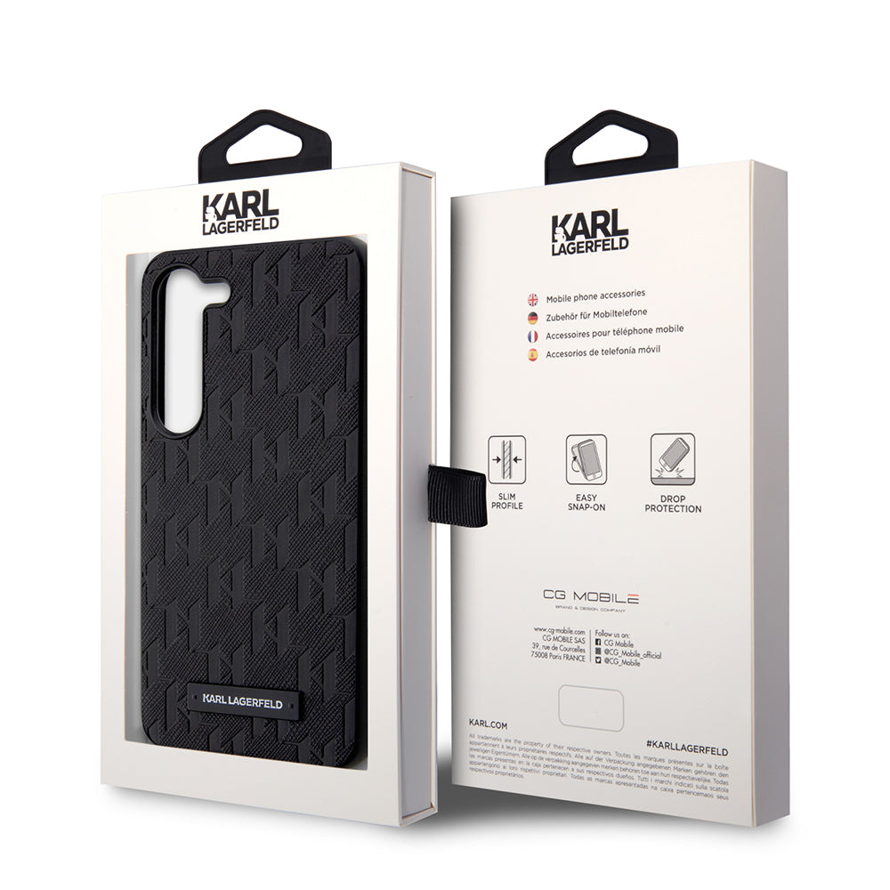 Husa pentru Samsung Galaxy S23 S911, Karl Lagerfeld, Saffiano Monogram Metal Logo, Neagra