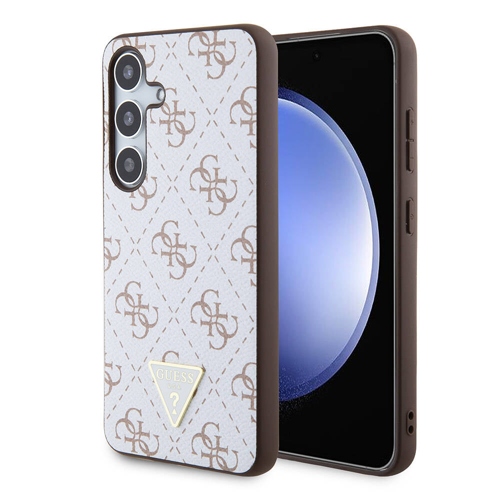 Husa pentru Samsung Galaxy S24+ S926, Guess, 4G Triangle Logo, Alba