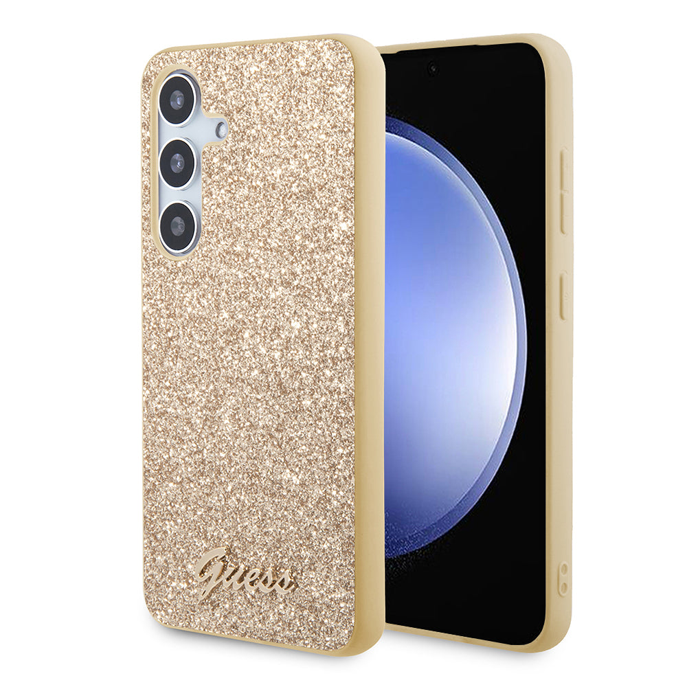 Husa pentru Samsung Galaxy S24+ S926, Guess, Glitter Script, Aurie