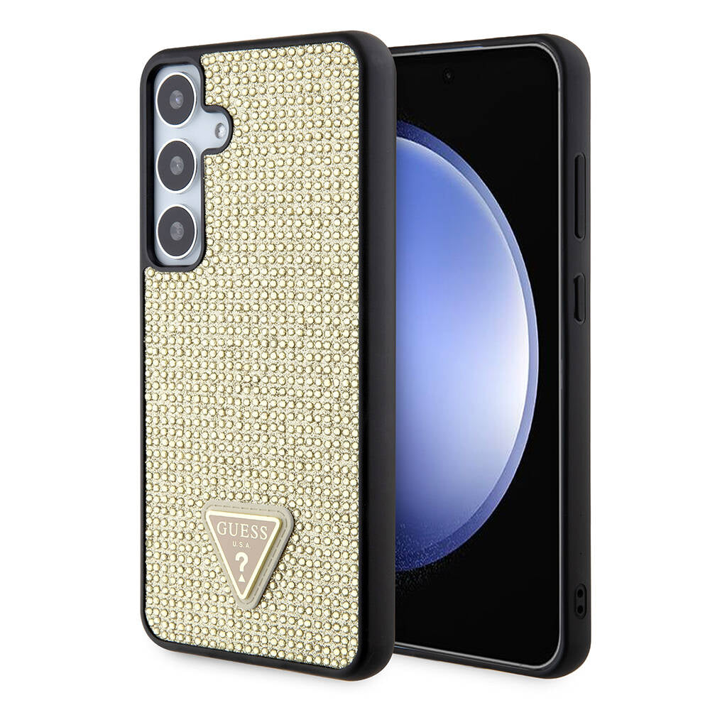 Husa pentru Samsung Galaxy S24+ S926, Guess, Rhinestone Triangle Logo, Aurie