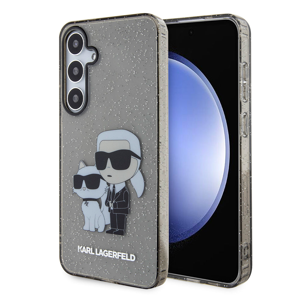 Husa pentru Samsung Galaxy S24+ S926, Karl Lagerfeld, Glitter Karl & Choupette, Neagra Transparenta