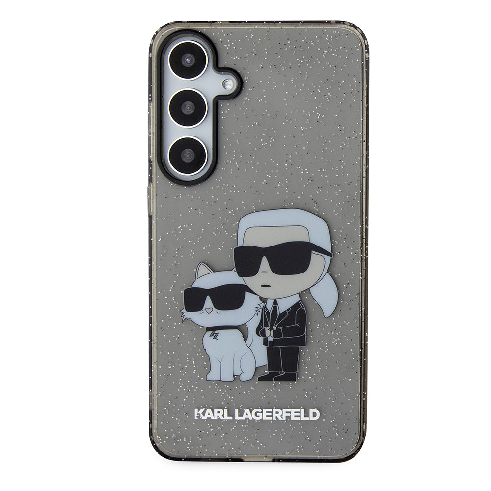 Husa pentru Samsung Galaxy S24+ S926, Karl Lagerfeld, Glitter Karl & Choupette, Neagra Transparenta