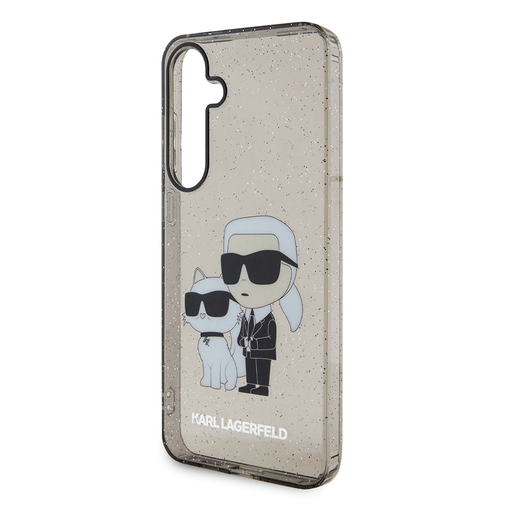 Husa pentru Samsung Galaxy S24+ S926, Karl Lagerfeld, Glitter Karl & Choupette, Neagra Transparenta