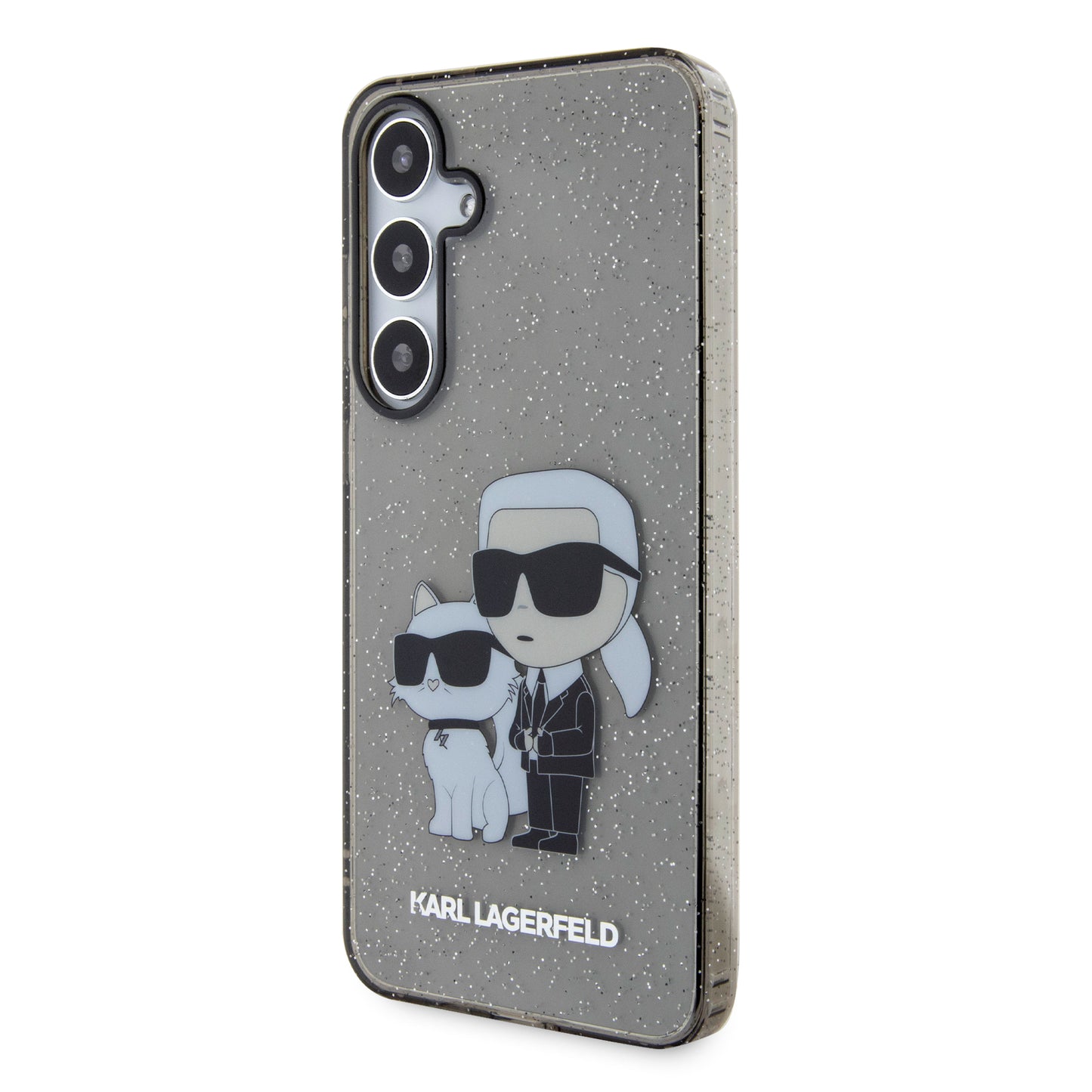 Husa pentru Samsung Galaxy S24+ S926, Karl Lagerfeld, Glitter Karl & Choupette, Neagra Transparenta