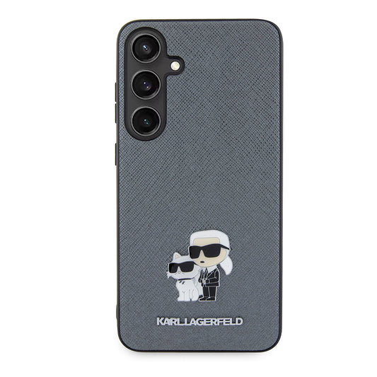 Husa pentru Samsung Galaxy S24+ S926, Karl Lagerfeld, Saffiano Karl & Choupette Metal, Gri