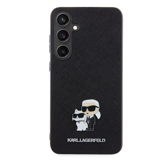Husa pentru Samsung Galaxy S24+ S926, Karl Lagerfeld, Saffiano Karl & Choupette Metal, Neagra