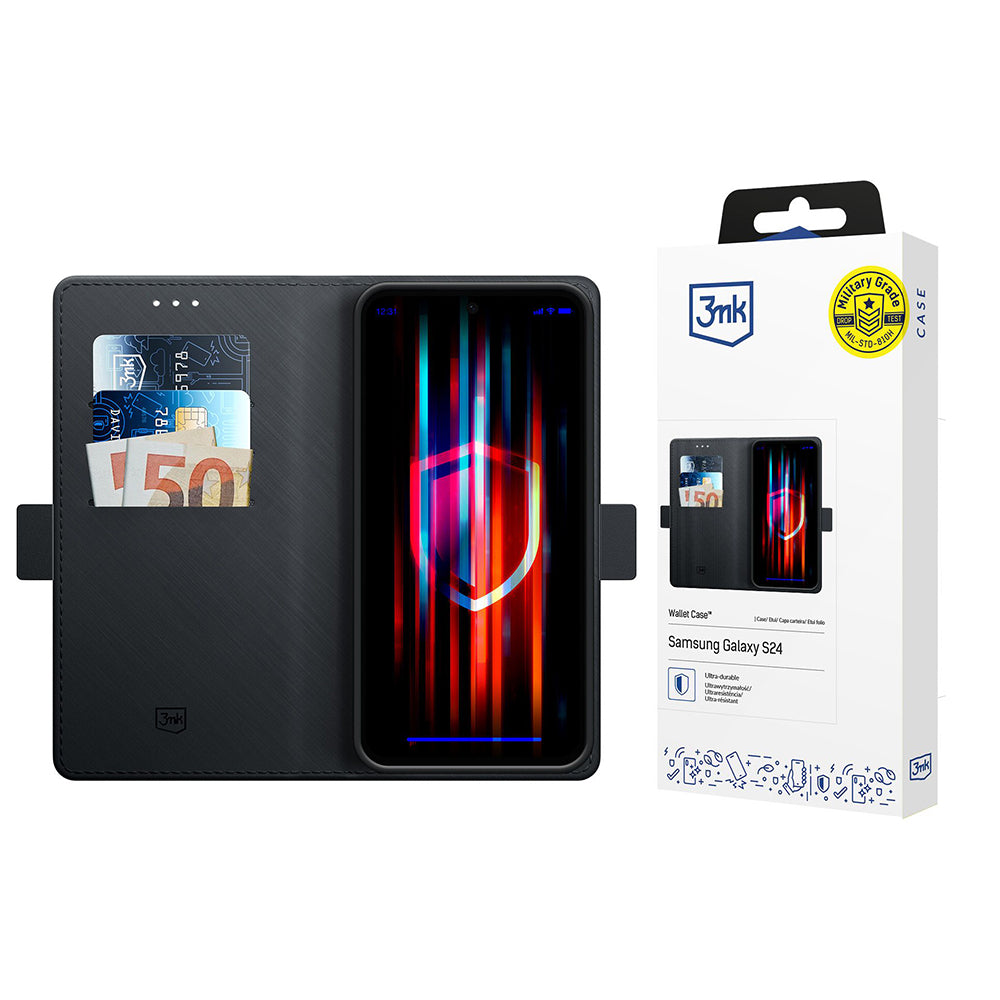 Husa pentru Samsung Galaxy S24 S921, 3MK, Wallet, Neagra