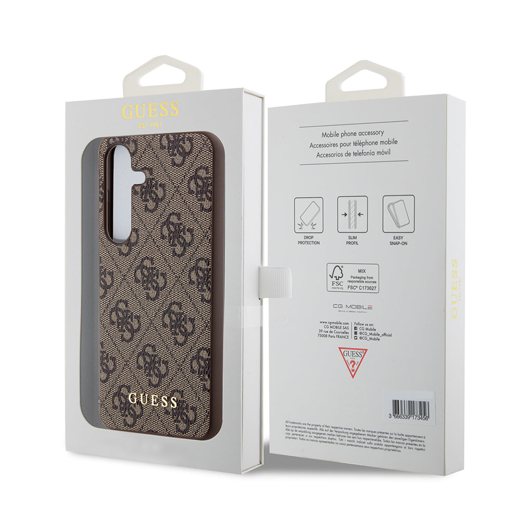 Husa pentru Samsung Galaxy S24 S921, Guess, 4G Metal Gold Logo, Maro