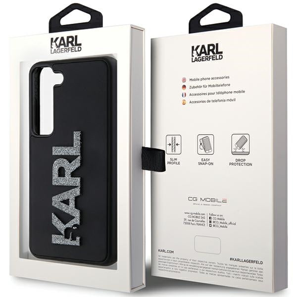 Husa pentru Samsung Galaxy S24 S921, Karl Lagerfeld, 3D Rubber Glitter Logo, Neagra