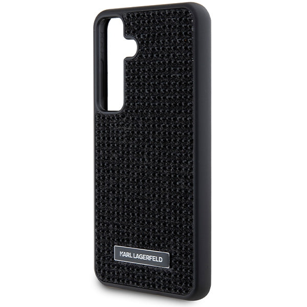 Husa pentru Samsung Galaxy S24 S921, Karl Lagerfeld, Rhinestone Metal Plate, Neagra