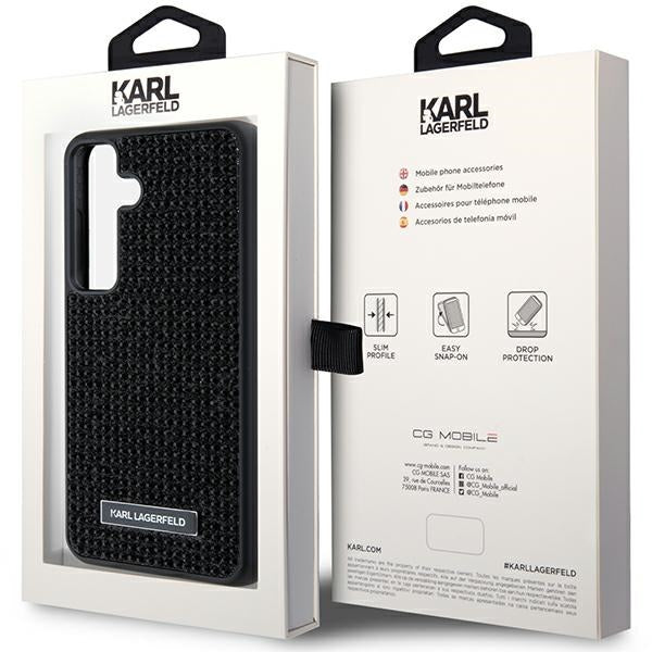 Husa pentru Samsung Galaxy S24 S921, Karl Lagerfeld, Rhinestone Metal Plate, Neagra