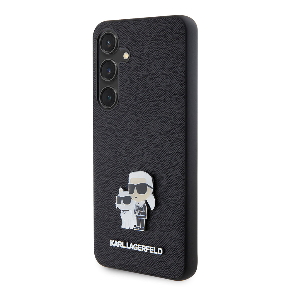 Husa pentru Samsung Galaxy S24 S921, Karl Lagerfeld, Saffiano Karl & Choupette Metal, Neagra