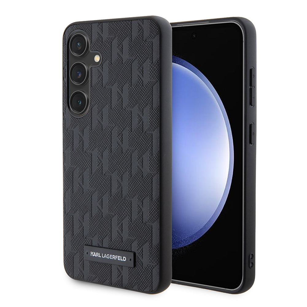 Husa pentru Samsung Galaxy S24 S921, Karl Lagerfeld, Saffiano Mono Metal Logo, Neagra