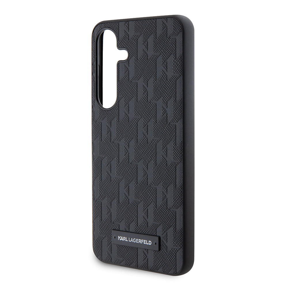Husa pentru Samsung Galaxy S24 S921, Karl Lagerfeld, Saffiano Mono Metal Logo, Neagra