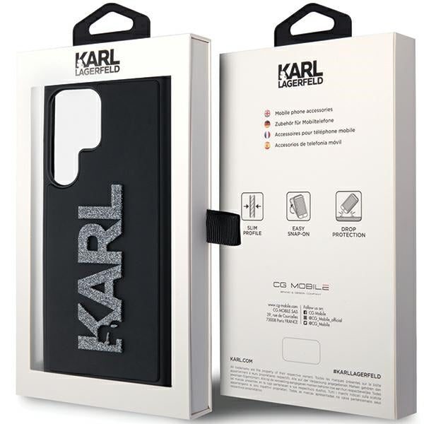 Husa pentru Samsung Galaxy S24 Ultra S928, Karl Lagerfeld, 3D Rubber Glitter Logo, Neagra