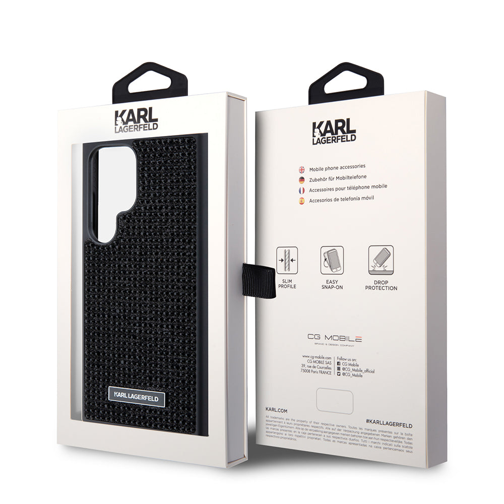 Husa pentru Samsung Galaxy S24 Ultra S928, Karl Lagerfeld, Rhinestone Metal Plate, Neagra