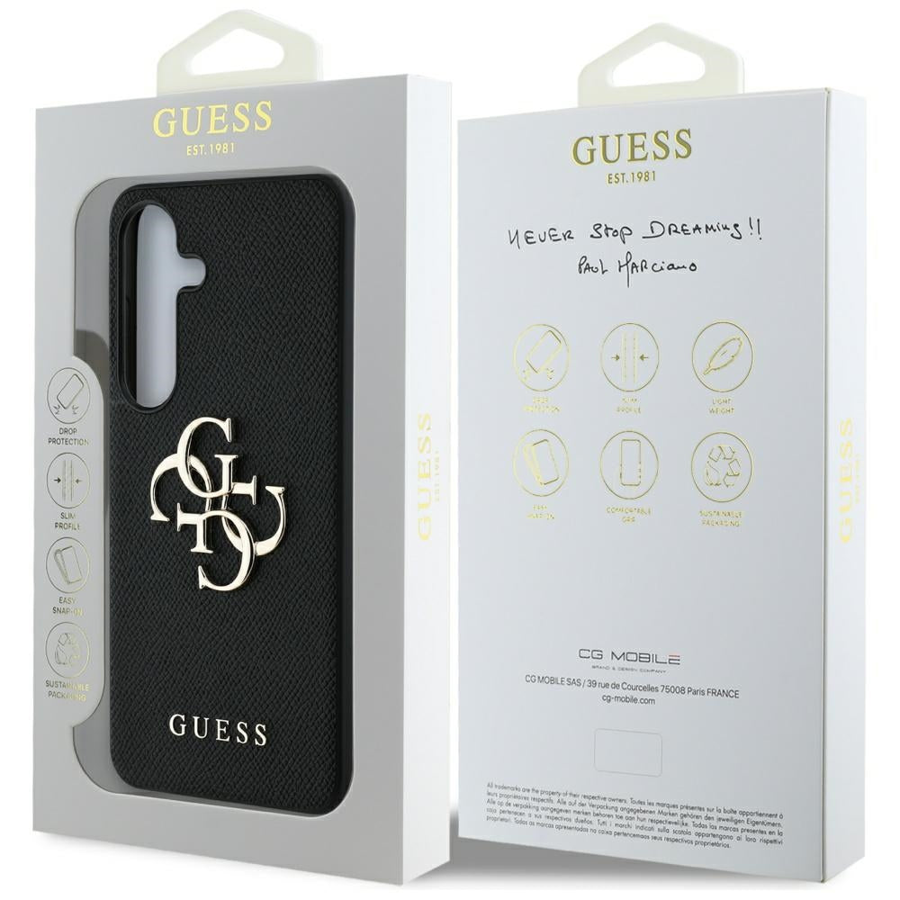 Husa pentru Samsung Galaxy S25+ S936, Guess, 4G Grained Big and Classic Logo, Neagra