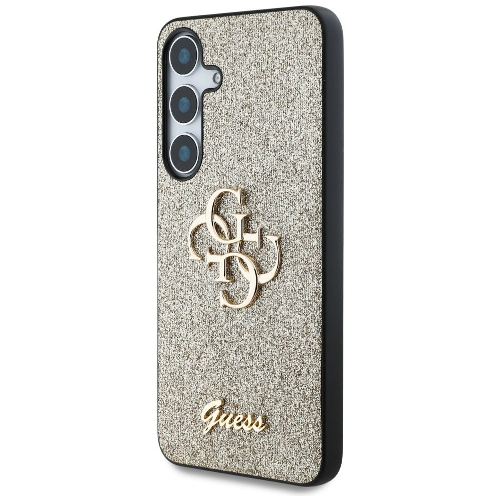 Husa pentru Samsung Galaxy S25+ S936, Guess, Glitter Big 4G Script, Aurie