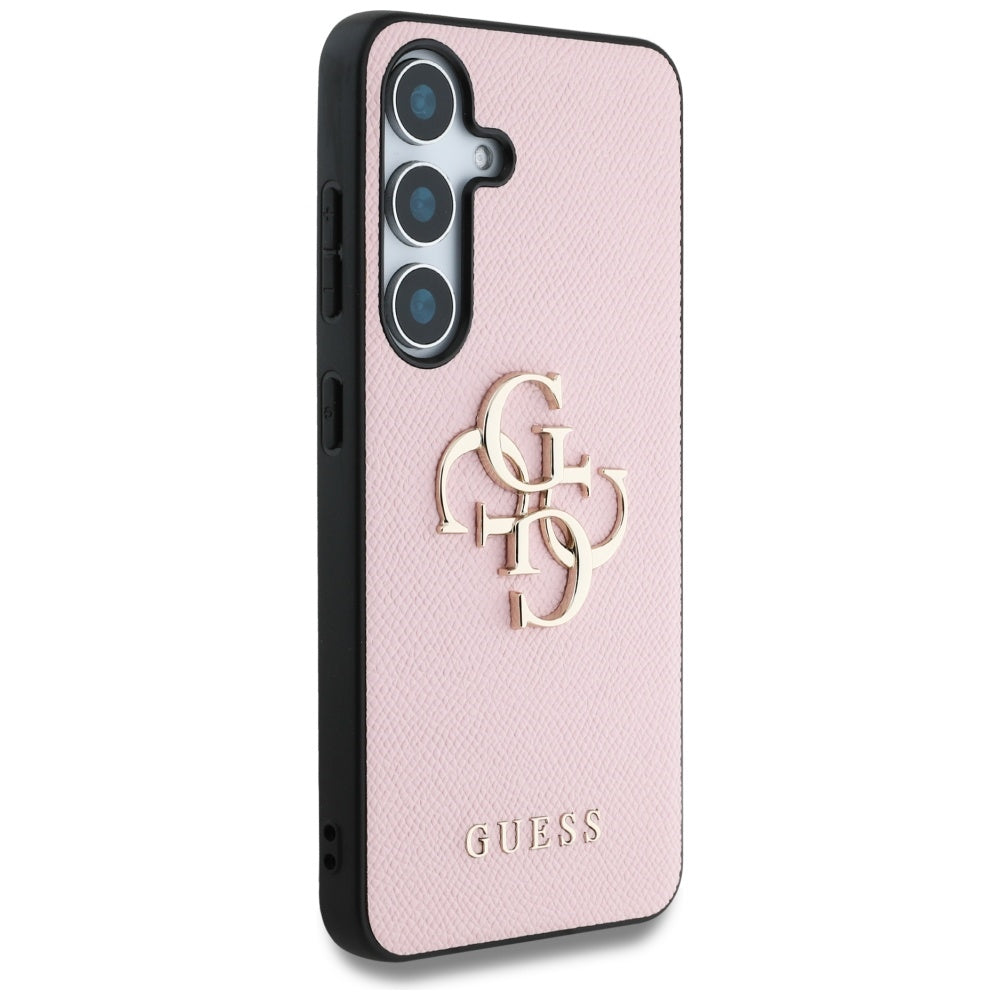 Husa pentru Samsung Galaxy S25 S931, Guess, 4G Grained Big and Classic Logo, Roz